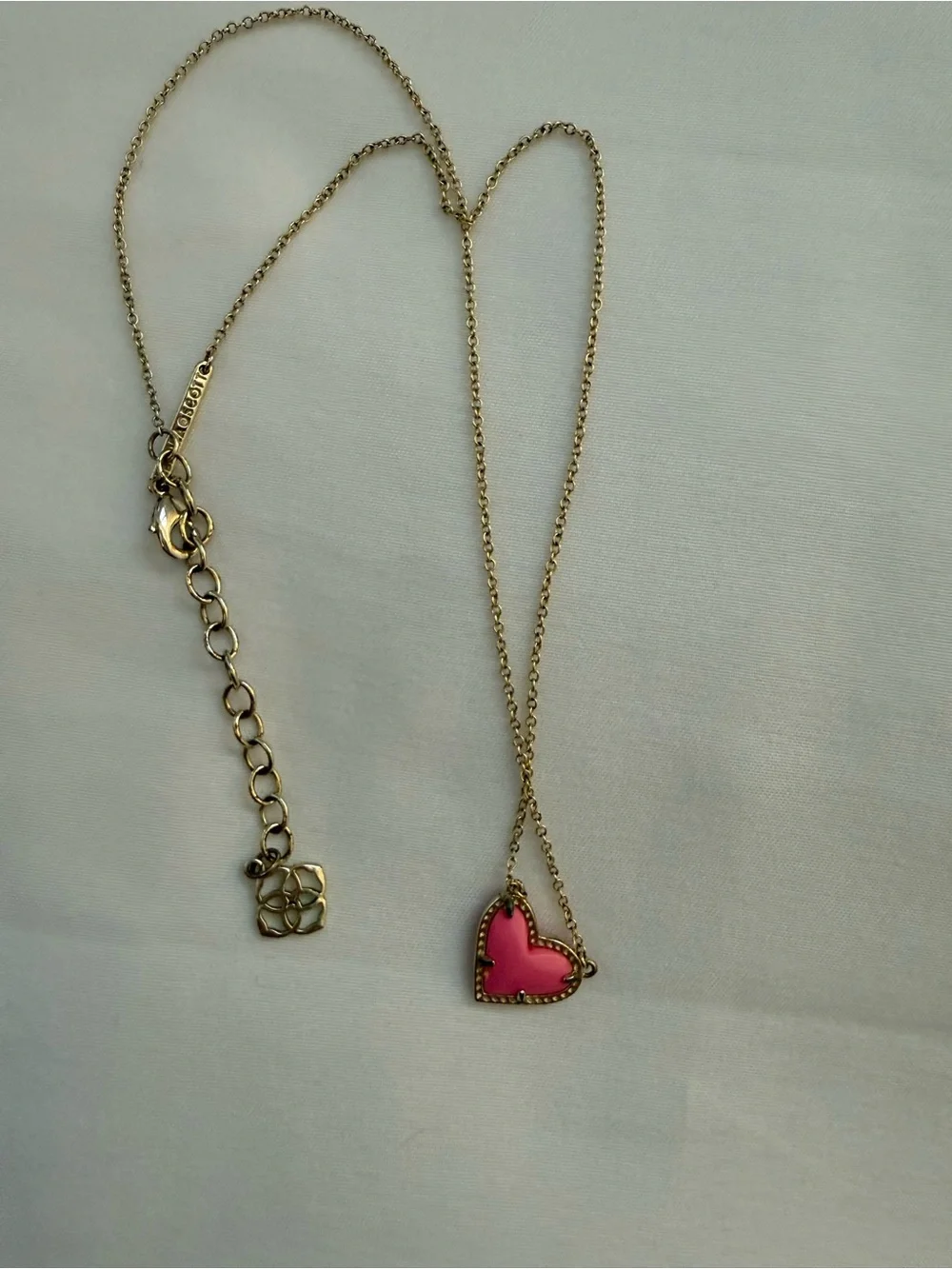 Kendra Scott Heart Necklace Gold Chain Necklace with Pink Heart Pendant